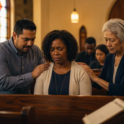 Prayer Gathering in Warm Church Sanctuary