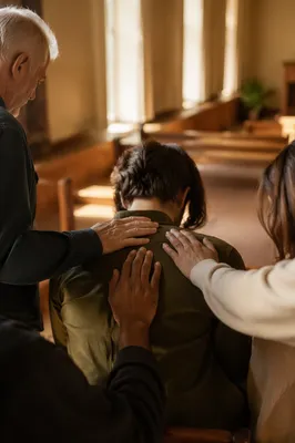 Gentle Laying Hands Prayer in Church