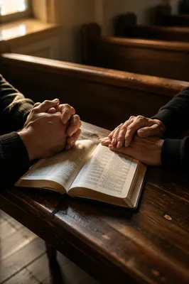 Quiet Laying Hands Prayer in Church