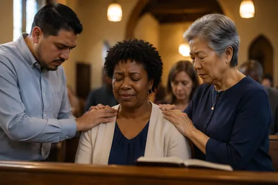 Prayer Gathering in Warm Church Sanctuary