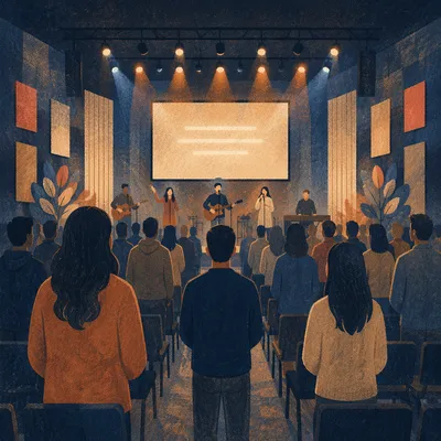 Modern Church Worship Screen in Evening Service