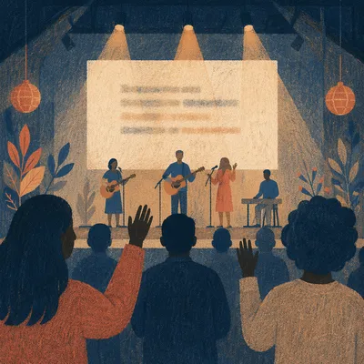 Modern Church Worship Lyrics Screen Scene