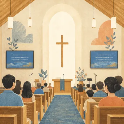 Modern Church Sanctuary with Worship Screens