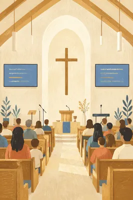 Modern Church Worship Screens and Cross