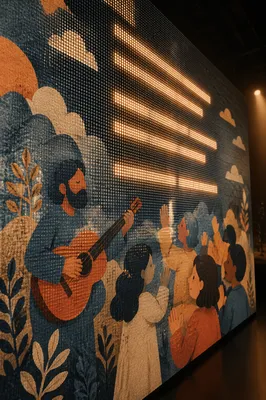 Modern Church LED Worship Screen Closeup