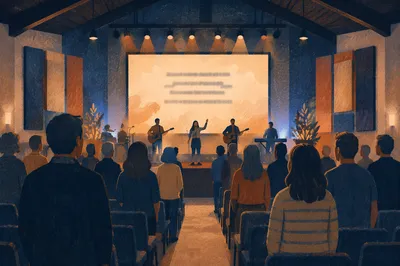 Modern Church Worship Lyrics on LED Screen