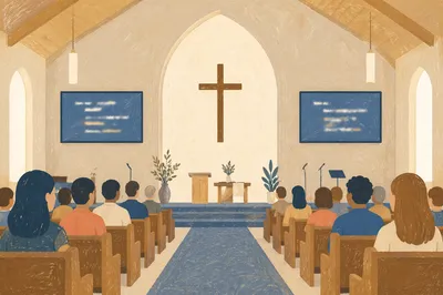 Modern Church Sanctuary with Worship Screens