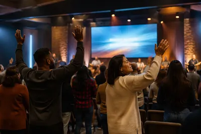 Modern Church Worship Service Interior
