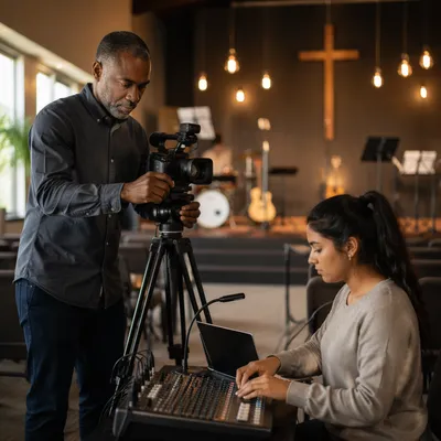 Church Camera and Audio Setup Scene