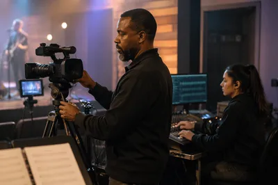 Church Livestream Camera Setup During Rehearsal