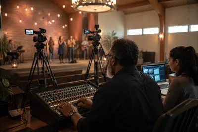 Church Media Team During Online Service