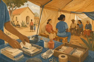 Medical Mission Clinic Tent by Rural Chapel
