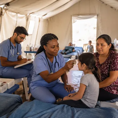 Medical Care Inside Rural Clinic Tent