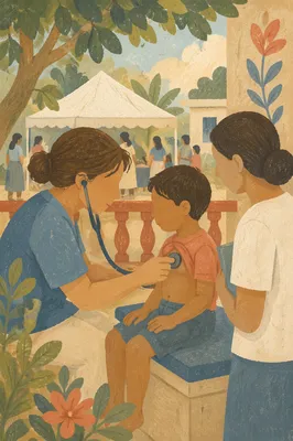 Compassionate Medical Mission Clinic in Community Courtyard