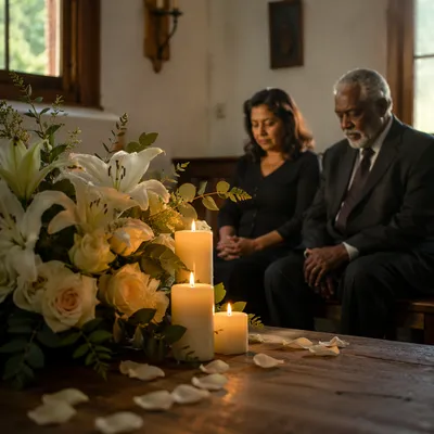 Memorial Candles and Flowers in Chapel