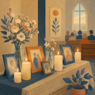 Memorial Candles and Remembrance Table in Chapel