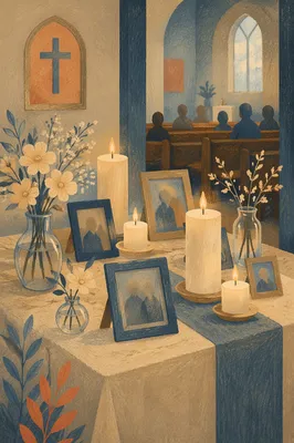 Memorial Candles and Photos in Chapel