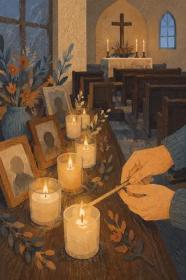 Memorial Candles in Quiet Chapel Remembrance