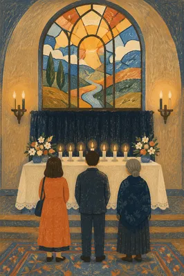 Memorial Candles in Quiet Chapel Service