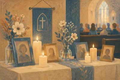 Memorial Candles and Remembrance Table in Chapel