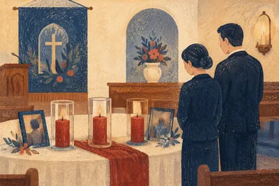 Memorial Candles on Chapel Remembrance Table