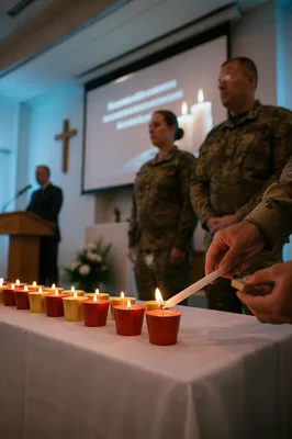 Memorial Candles Lighting in Church Chapel