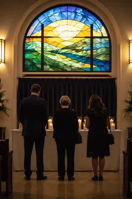 Memorial Service Candles in Quiet Chapel