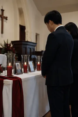 Memorial Service Candles in Small Chapel