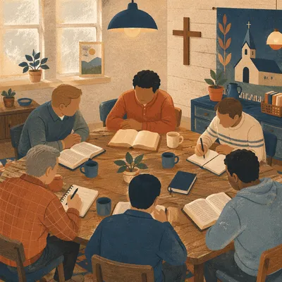 Men’s Bible Study in Church Fellowship Room