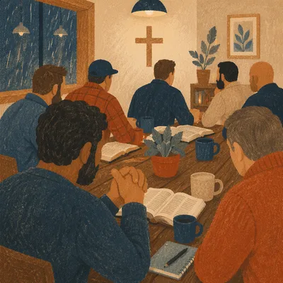 Men’s Bible Study Fellowship on Rainy Evening