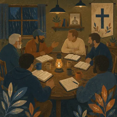 Men’s Bible Study in Rainy Fellowship Room