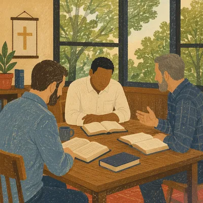 Men’s Bible Study in Church Fellowship Room