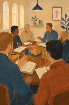 Men’s Bible Study in Warm Fellowship Room