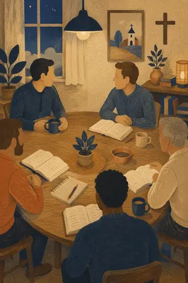 Men’s Bible Study Group Evening Discussion