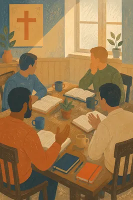 Men’s Bible Study in Fellowship Room