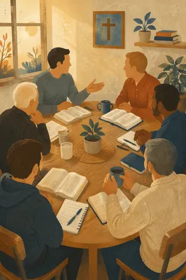 Men’s Bible Study in Fellowship Room