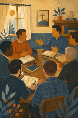 Men’s Bible Study Around Church Table