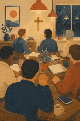 Men Bible Study in Warm Fellowship Room