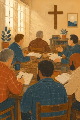 Men’s Bible Study in Church Fellowship Room