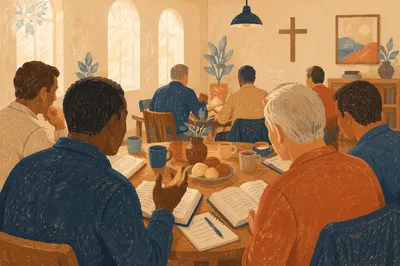Men’s Bible Study in Church Fellowship Room
