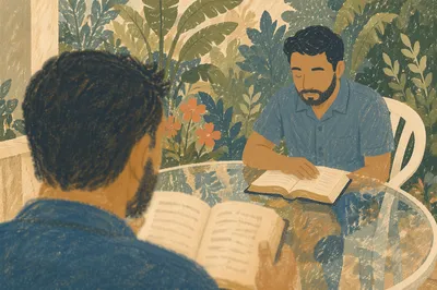 Men’s Bible Study on a Quiet Patio