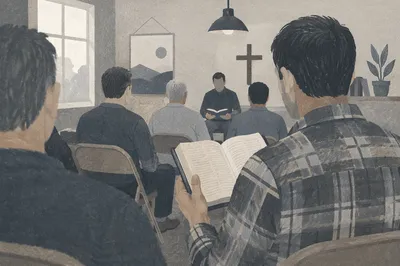Men’s Bible Study in Church Classroom