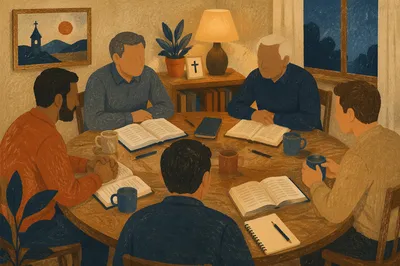 Men's Bible Study Group Evening Discussion