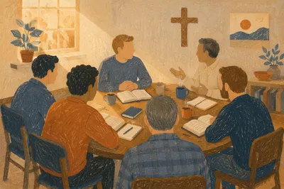 Men's Bible Study in Warm Fellowship Room