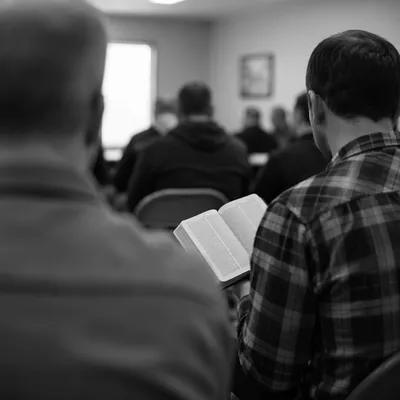 Men’s Bible Study in Church Classroom