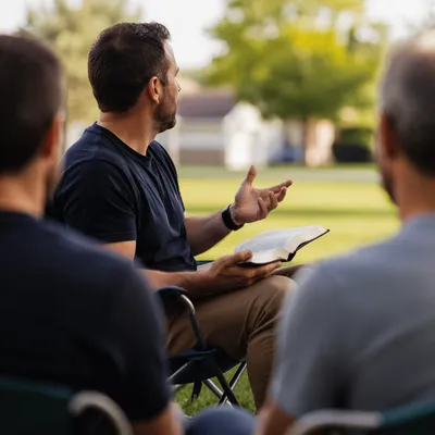 Outdoor Men Bible Study Discussion