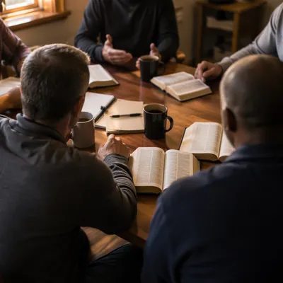 Men’s Bible Study Group in Fellowship Room