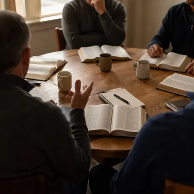 Men's Bible Study Around Fellowship Table