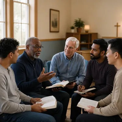 Men’s Bible Study Circle in Church Room