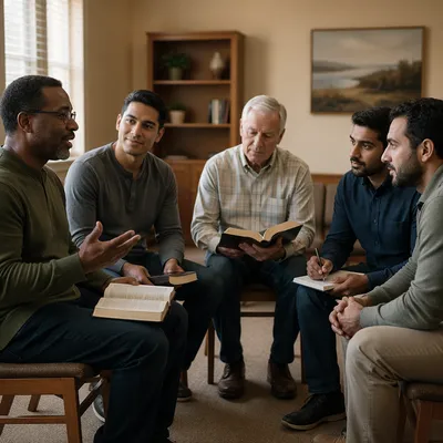 Men's Bible Study Group in Church